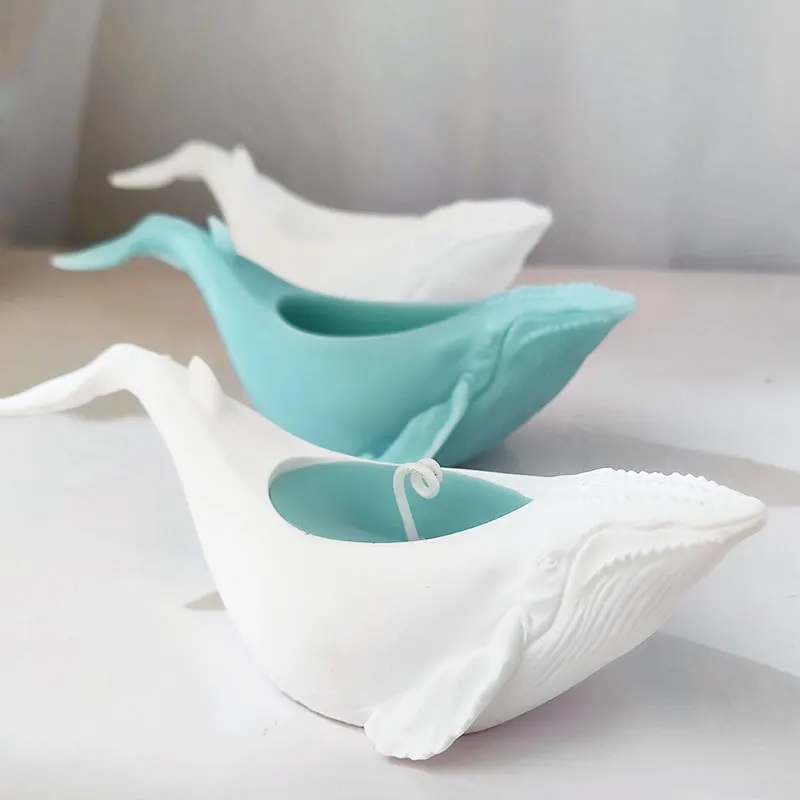 Whale Candle Cup Silicone Mold Handmade Whale Cement Candle Holder Mold 3D Gypsum Ashtray Decoration Flower Pot Mould