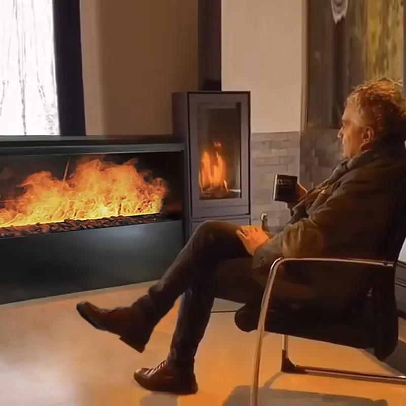 For 3D Decorative Stainless Steel Electric Fireplace TV Stand Remote App Controlled 5-Year Warranty Hotel Use