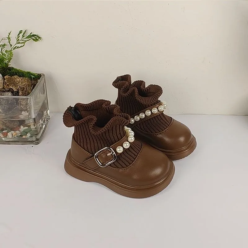 Baby Toddler Girls Fashion Boots Soft Sole Leather Ankle Boots for 1-3 Years Non Slip Casual Kids Shoes for Spring Autumn Winter