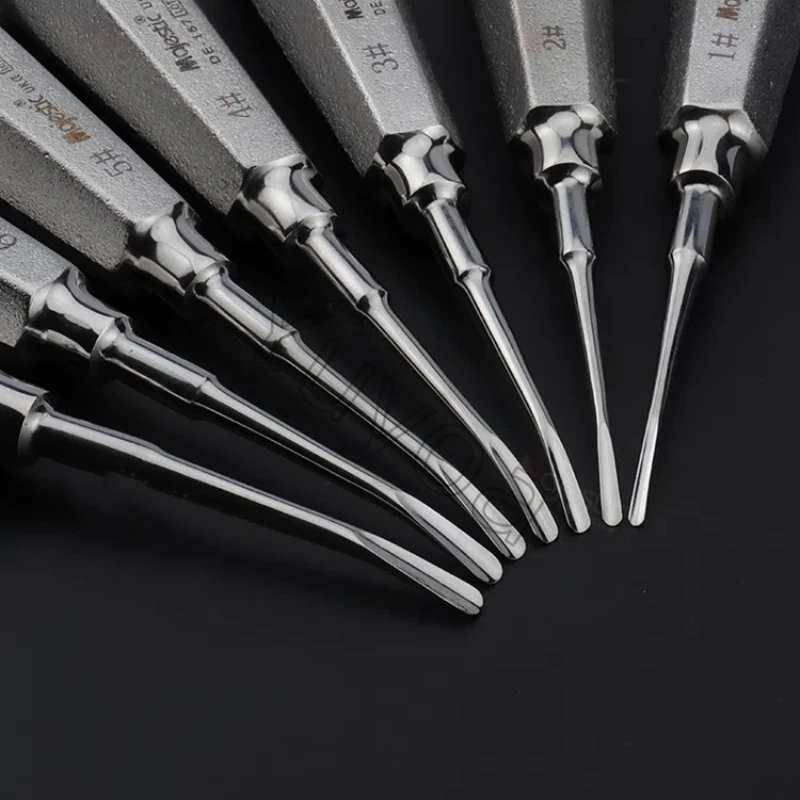 1Pc 24styles Winda dentystyczna Narzędzia do wyciągania zębów ze stali nierdzewnej Instrument chirurgiczny dentystyczny Prosta zakrzywiona winda spiralna — zdjęcie 3