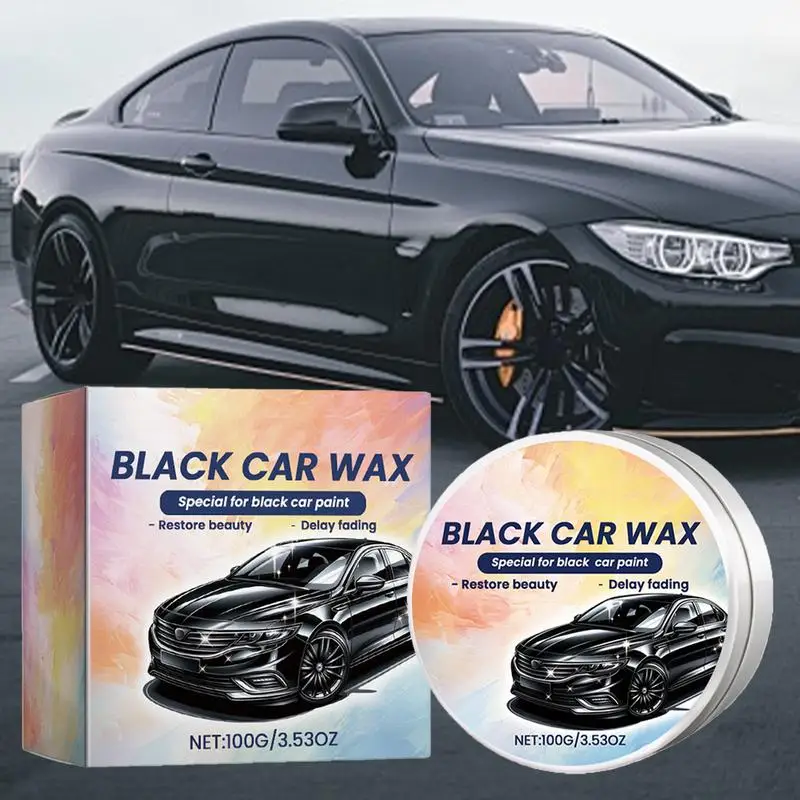 

100g Black Car Wax For Car Paint Care Waterproof Wax Renovation Polishing Protection Hydrophobic Coating With Waxing Sponge