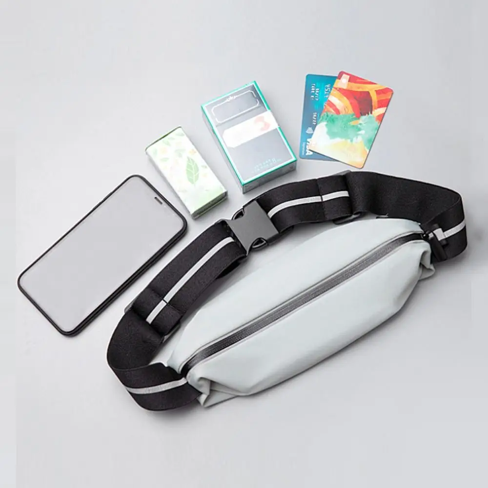 Adjustable Running Waist Bag Waterproof With Reflective Stripe Running Waist Pouch Headphone Port Lightsome Marathon Jogging Bag