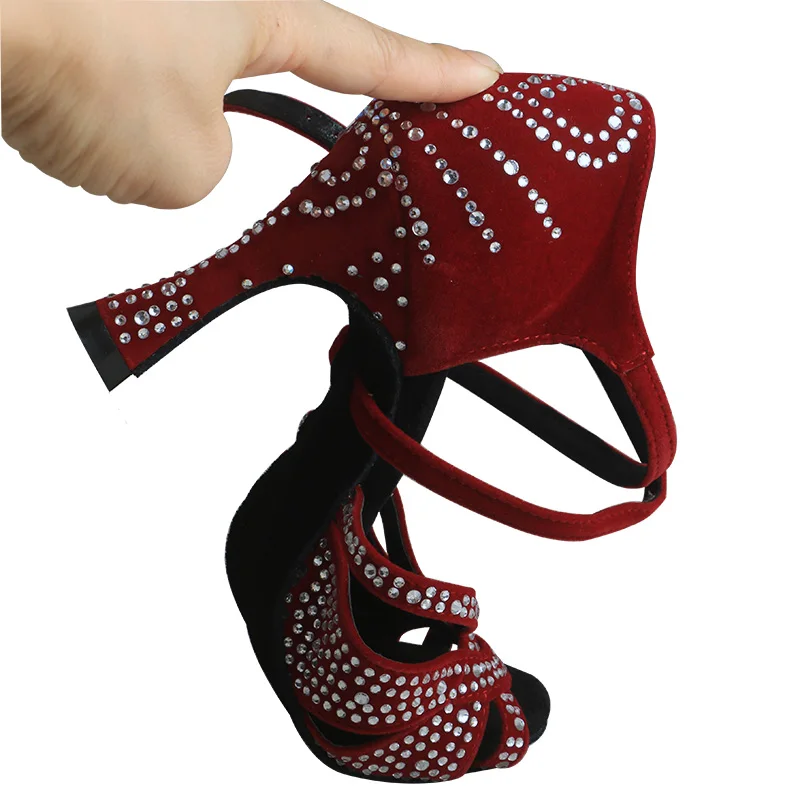 Customized Shiny Woman Dance Shoes Girls Salsa Shoes for Dancing Rhinestones Latin Dance Sandals Ballroom Dance heel