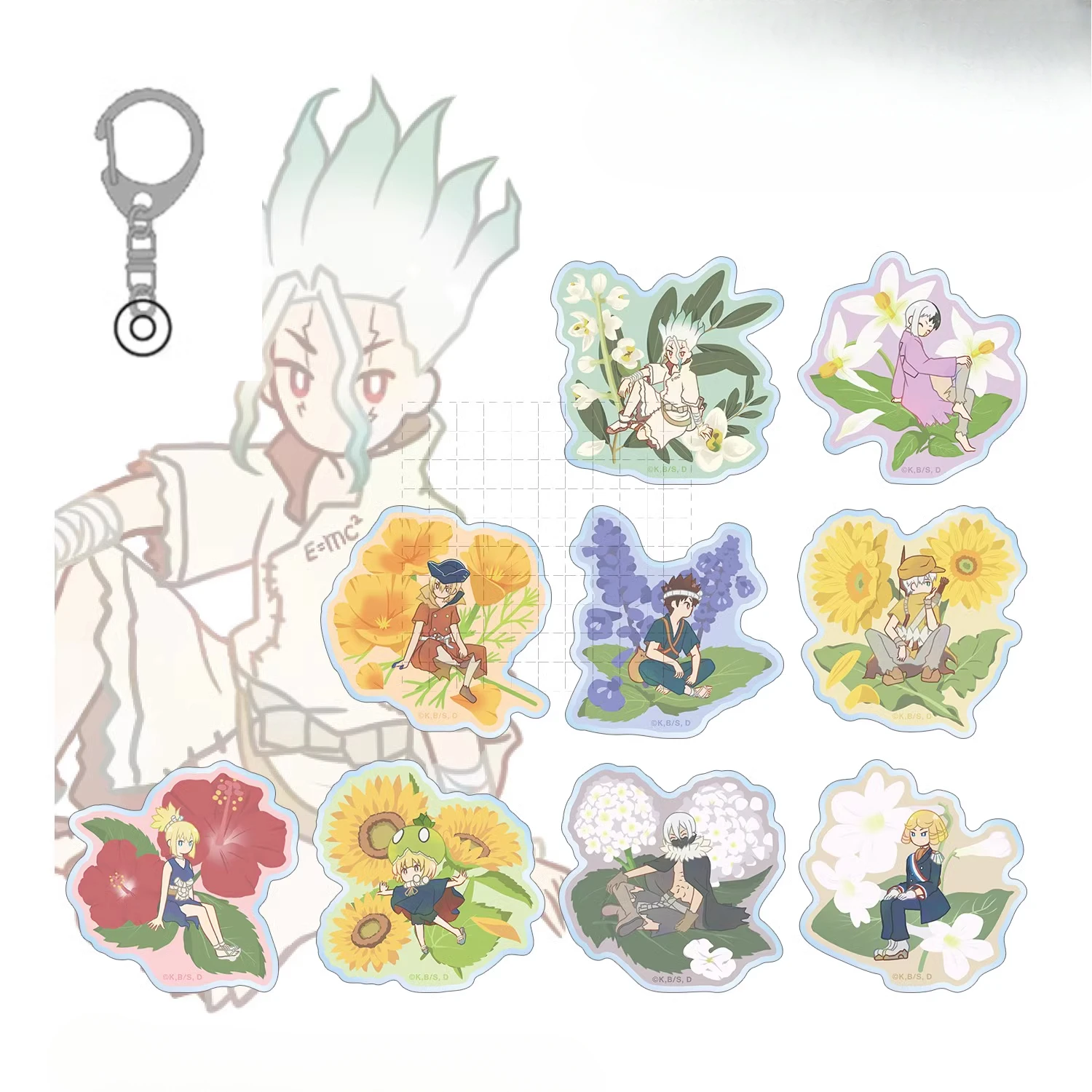 Game Nanami Ryusui Asagiri Saionji Ukyo Kuromu Ishigami Senku Keychain Doll Anime Acrylic Keyring Pendant for Gift