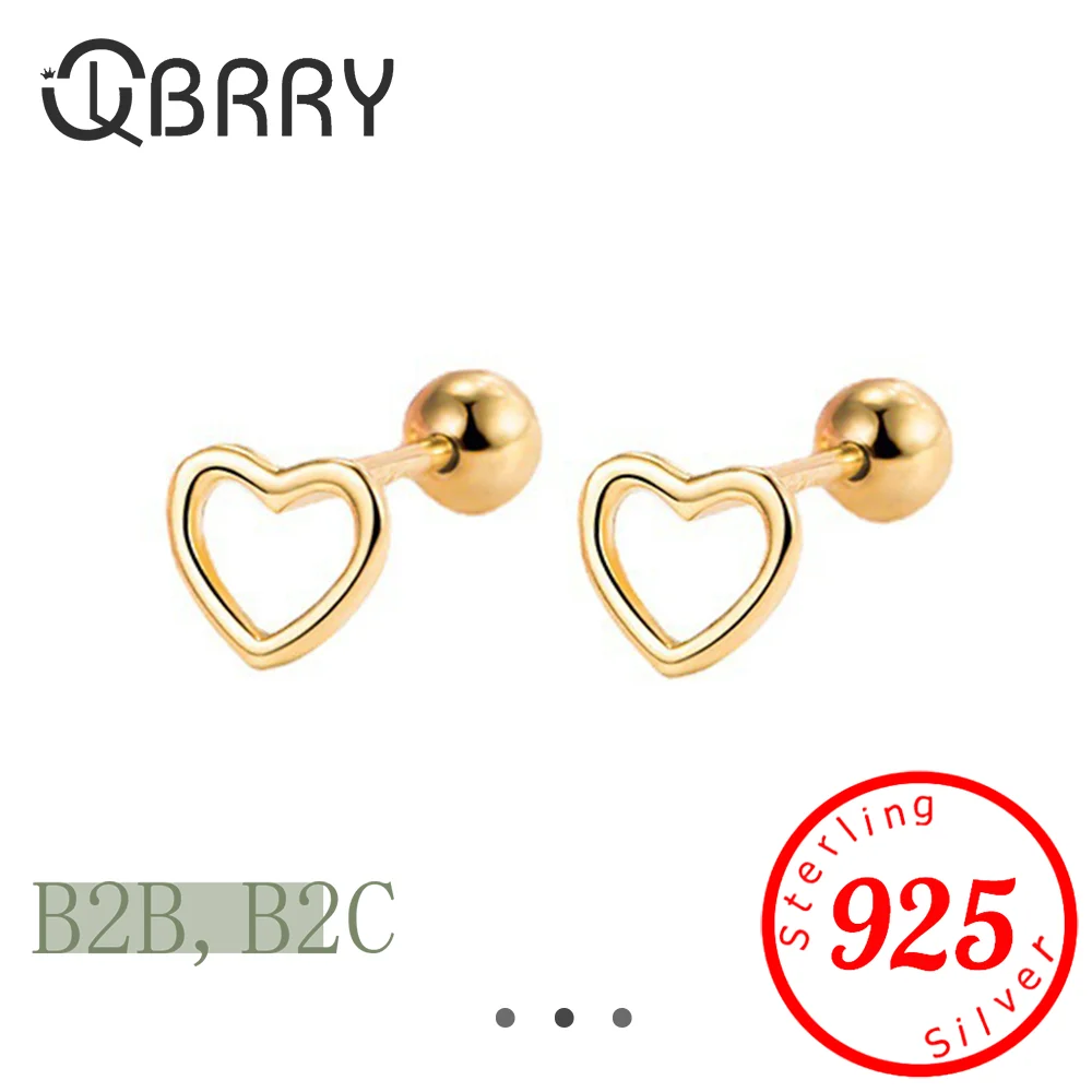 1Pair Hollow Love Heat Stud Earrings for Women Girls, Screw Back Cartilage Tragus Conch Helix Ear Piercing Jewelry