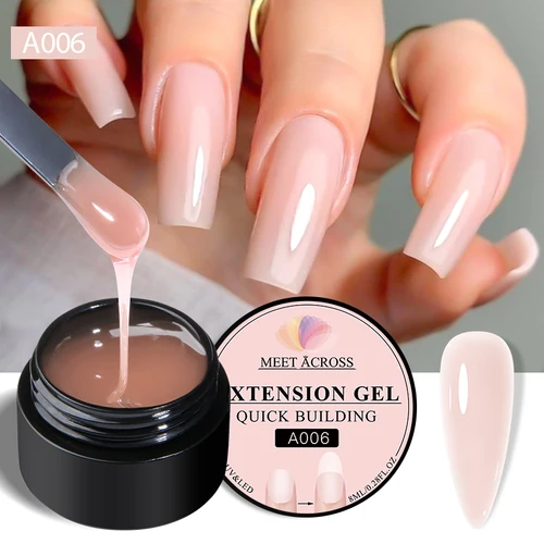 MEET ACROSS-esmalte de uñas de Gel de extensión rápida, 8ml, leche desnuda, blanco, transparente, semipermanente, arte de uñas, barniz de Gel UV LED para manicura
