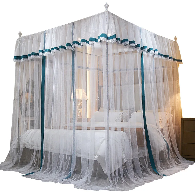 

Bed Curtain 2023 New Breathable Mesh Triple Door Floor Princess Mosquito Simple Square Top Palace Mosquito Tent Home Ins Style