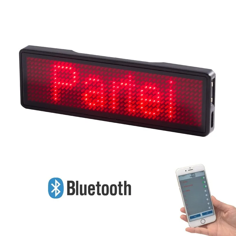 B1144 red color, LED name badg, Name card, LED display screen,Taking on the upper clothes, t-shirts.