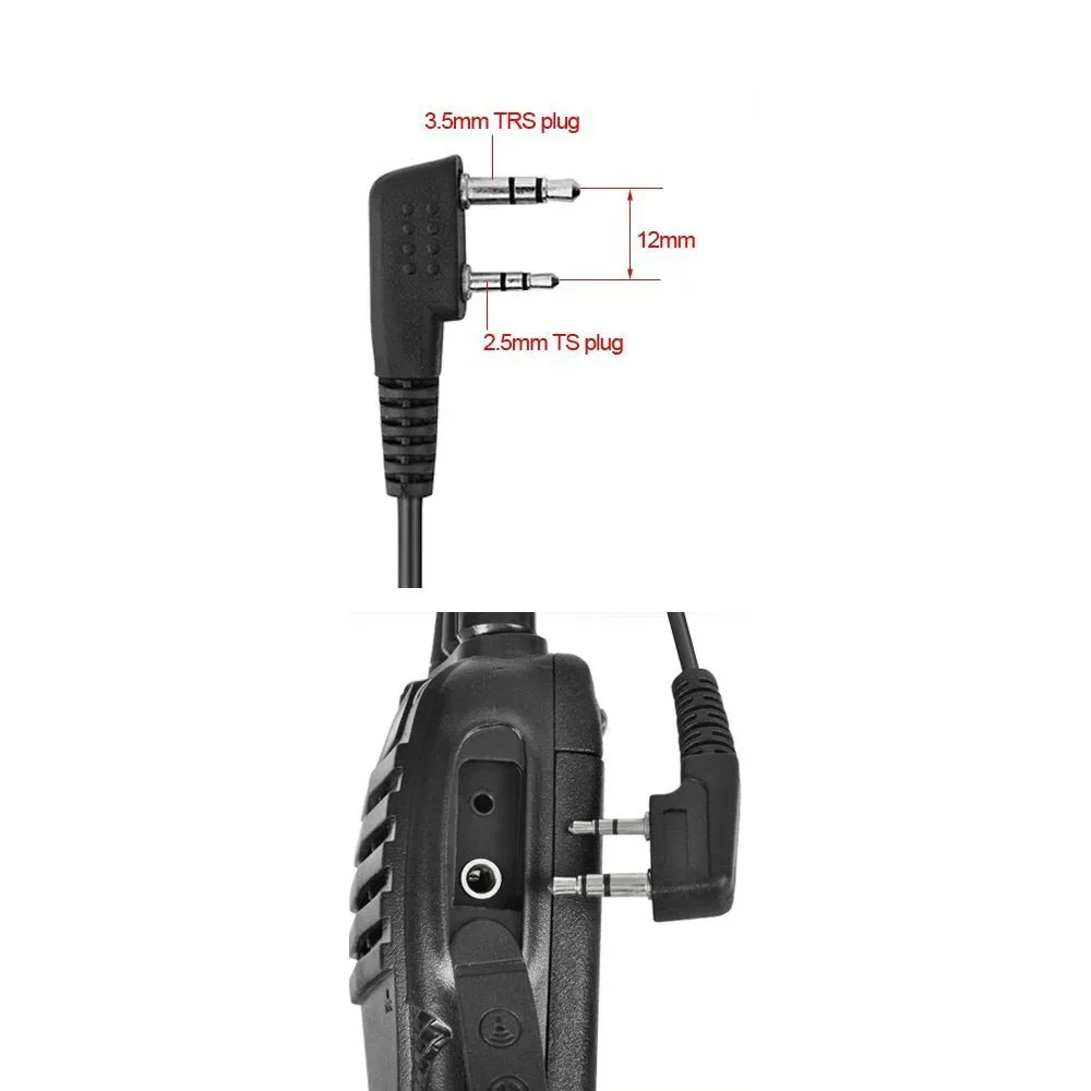 Walkie Talkie Headset para Transceptor, Air Tube PTT Headphone, 2 Pin Radio Earphones, apto para Kenwood Baofeng UV 5R