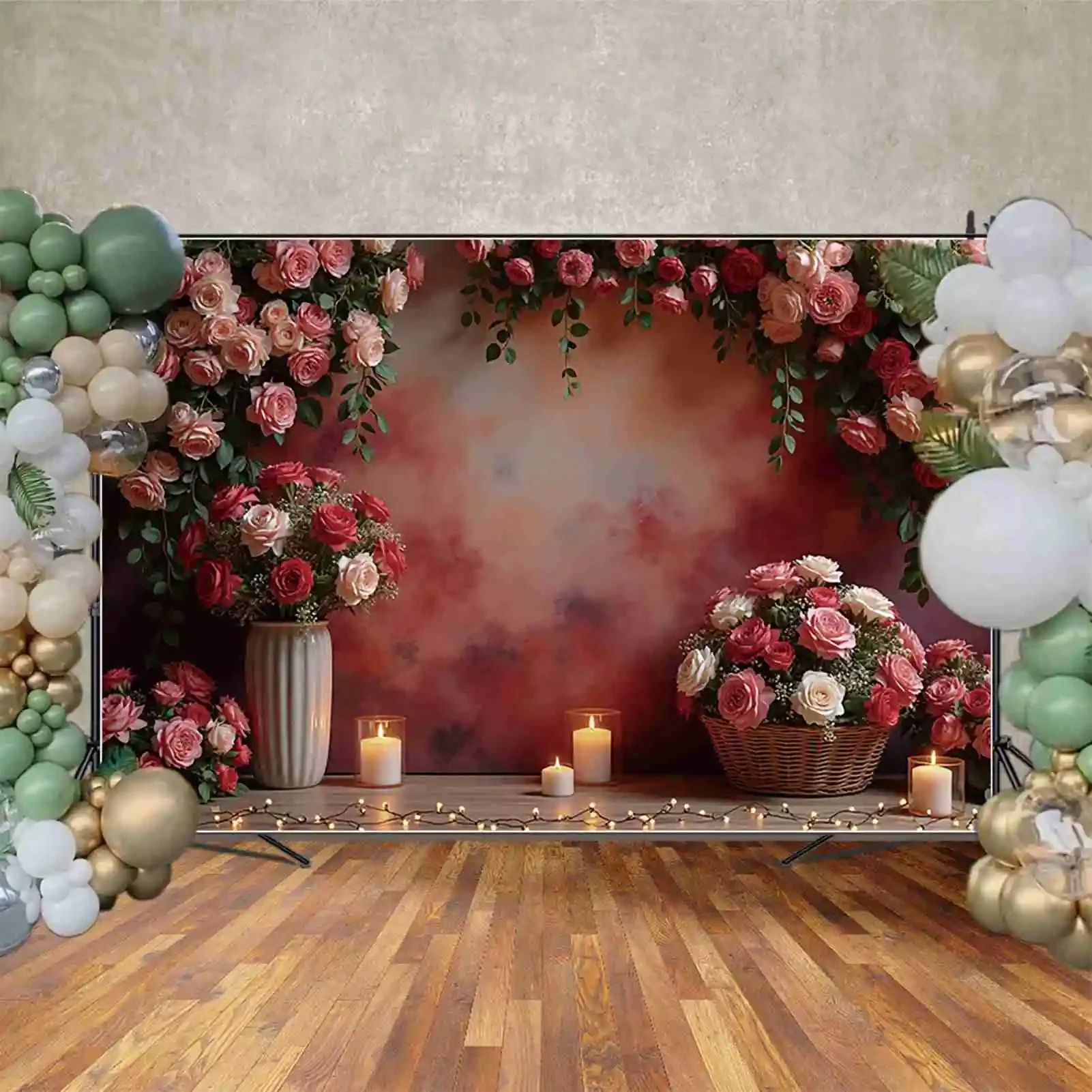 MOON.QG Christmas Tree Fireplace Backgrounds Living Room Western Blue Frozen Indoor Backdrop Party Decoration Photography Props