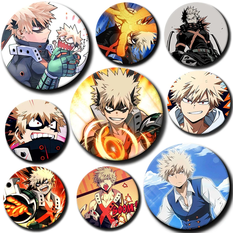 

58mm Cartoon Character Katsuki Bakugo Soft Button Pin Hero Anime Brooch Creative Badge for Backpack Clothes Decoration Gift