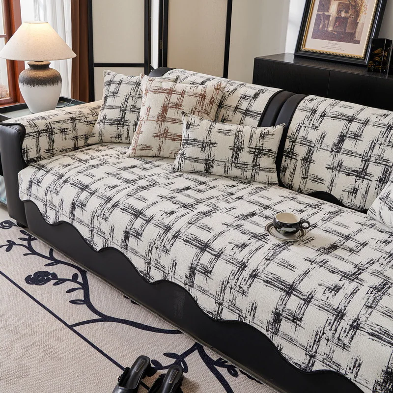 EIFLOY-Irregular Chenille Sofa Cover, 3 Seater, Non Slip, Sofa Slipcover for Living Room, Vintage Sofa Seat Cushion