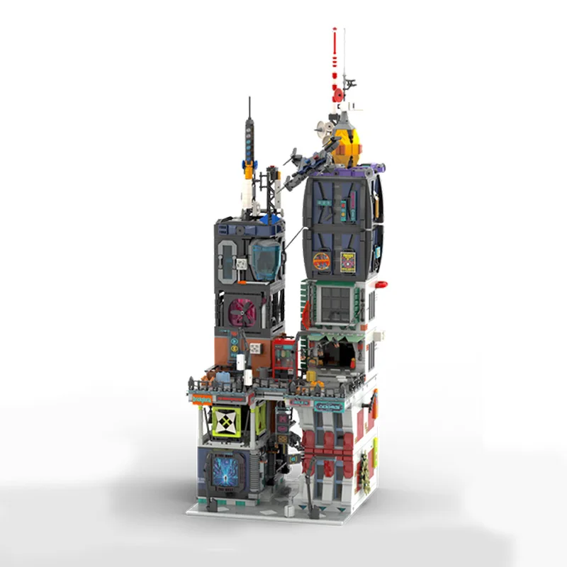 City Street View Model MOC Building Bricks Urban Architecture Scene Modular Technology Gifts Holiday Assemble Children Toys Suit