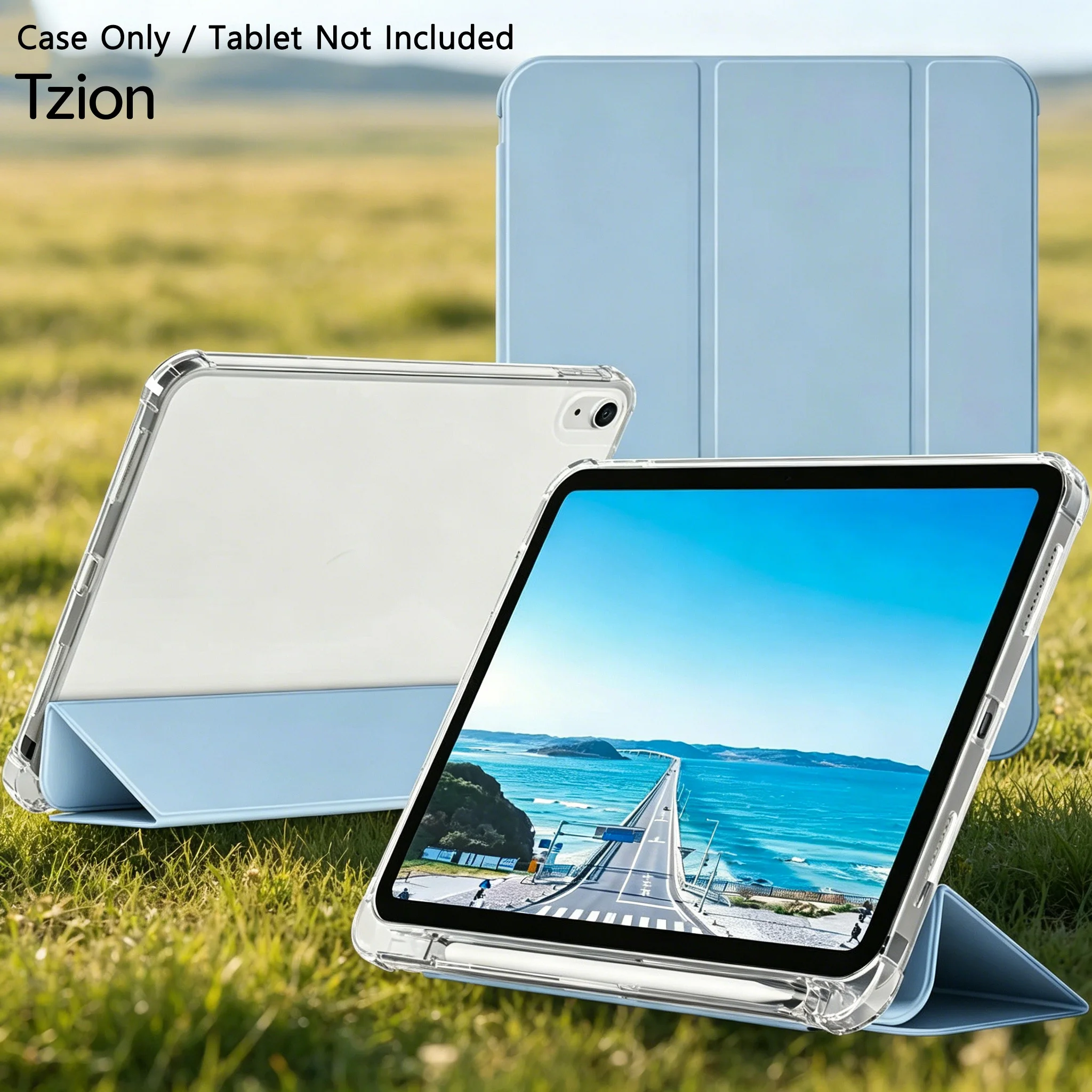 For iPad 11th Generation 2025 11-inch Case with Pencil Holder, Translucent Matte Flexible Cover,
