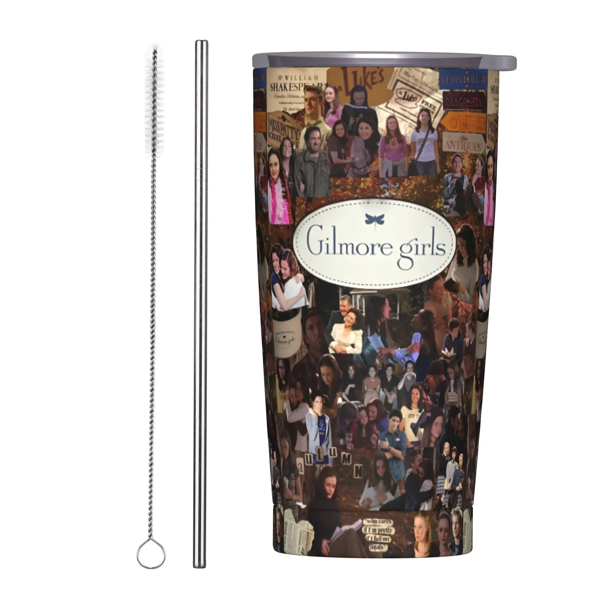 

20oz Gilmore Girls Lorelai Rory Vacuum Insulated Tumbler TV Series Mugs Office Portable Double Walled Cup Cold Hot Drink