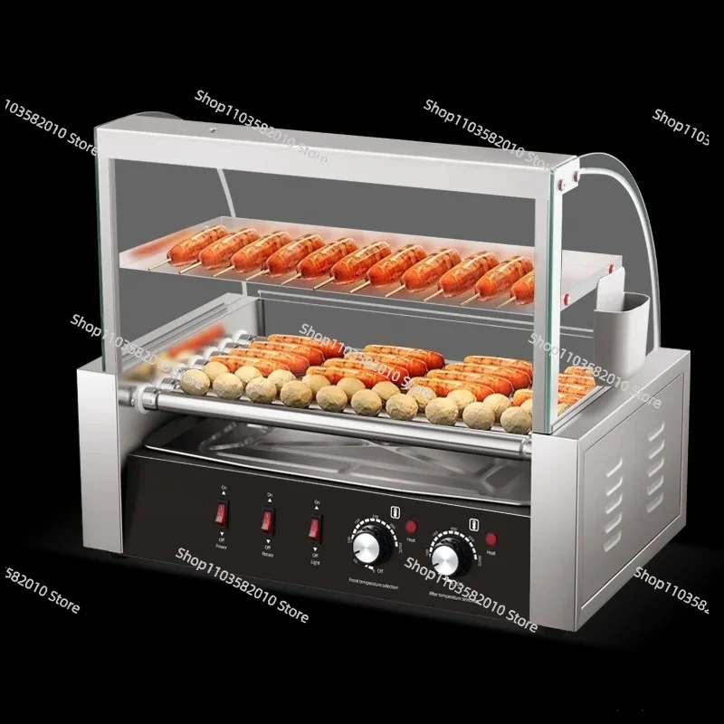 Commercial Hot Dog Roller Grill, 7-Roller Sausage Cooker with Stainless Steel Body for Store & Party