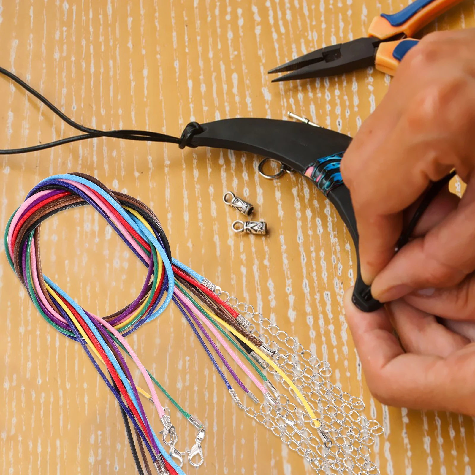 

100Pcs Necklace Cord Durable Wax Rope for DIY Jewelry Making 10Colors Necklace Bracelet Chains Accessories