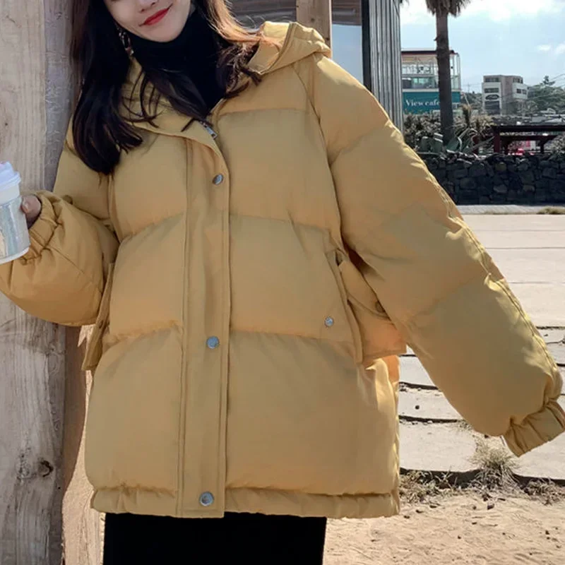 Loose Hooded Thickened Women's Winter Jacket Short Winter Jacket Women's 2021 New Oversized Parka Warmth Thick Cotton Coat