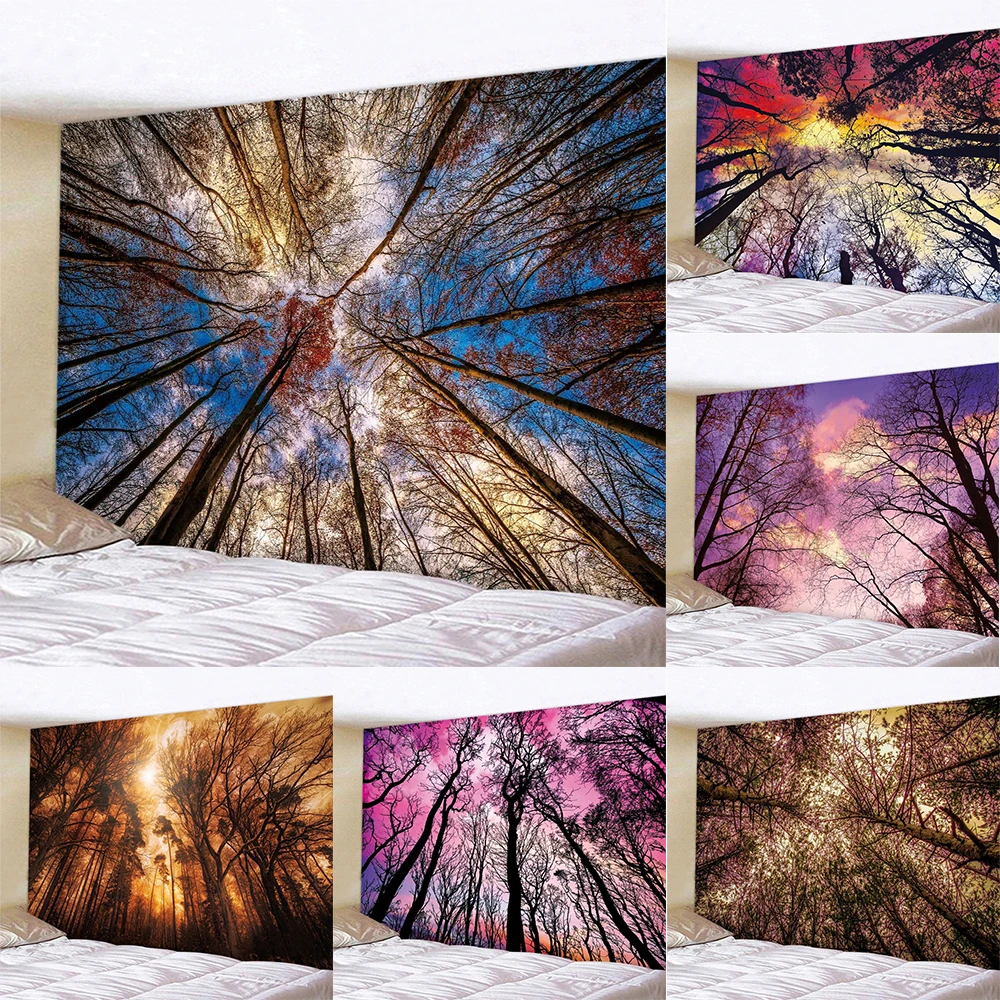 

Forest night sky home decoration tapestry bohemian mandala wall hanging background cloth room dormitory wall hanging cloth