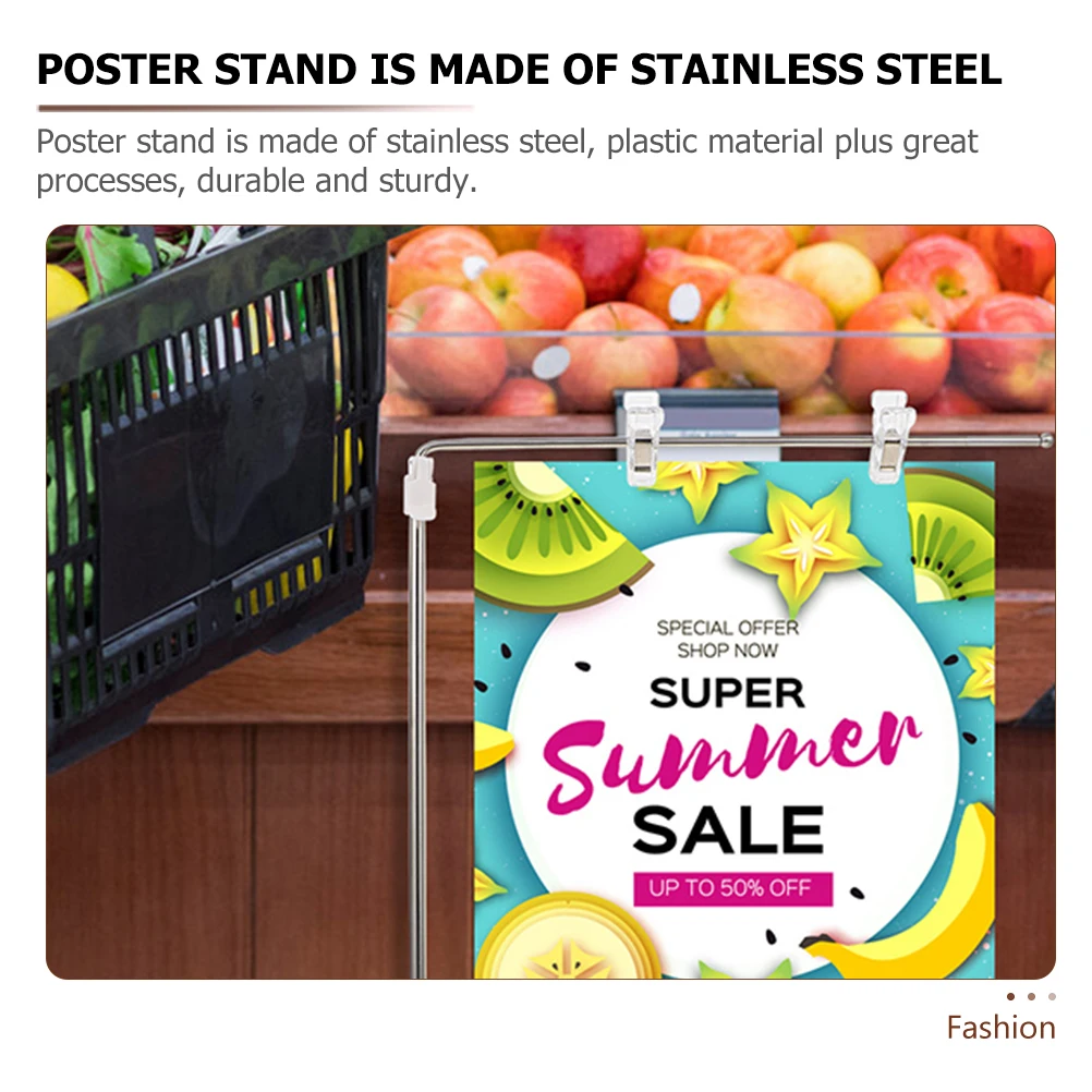 

2 Pcs Advertising Clip Rack Sign Stands for Display Poster Easel Holders Market Bracket Rod