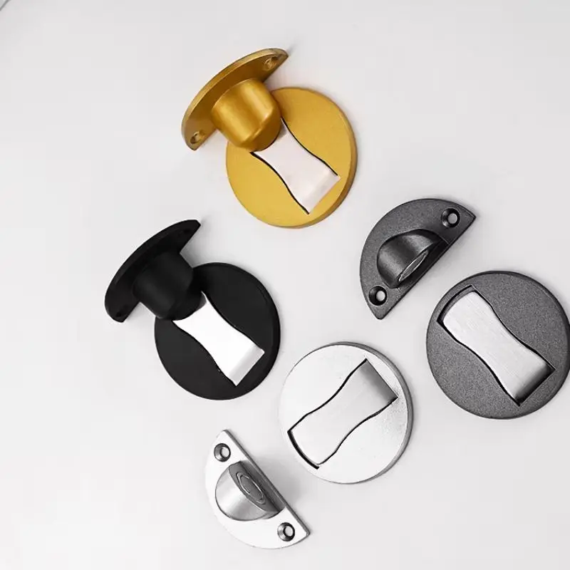 Invisible Magnetic Door Stopper Stainless Steel Windproof No Drill Self Lock Hidden Home Door Holder