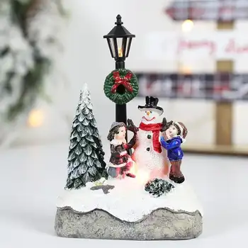 LED vánoční vesnické ozdoby mikrokrajina pryskyřičné figurky dekorace Santa Claus borové jehličí sníh pohled vánoční dárek 10 nejlepší prodej figurka z vesnice Noel - №10