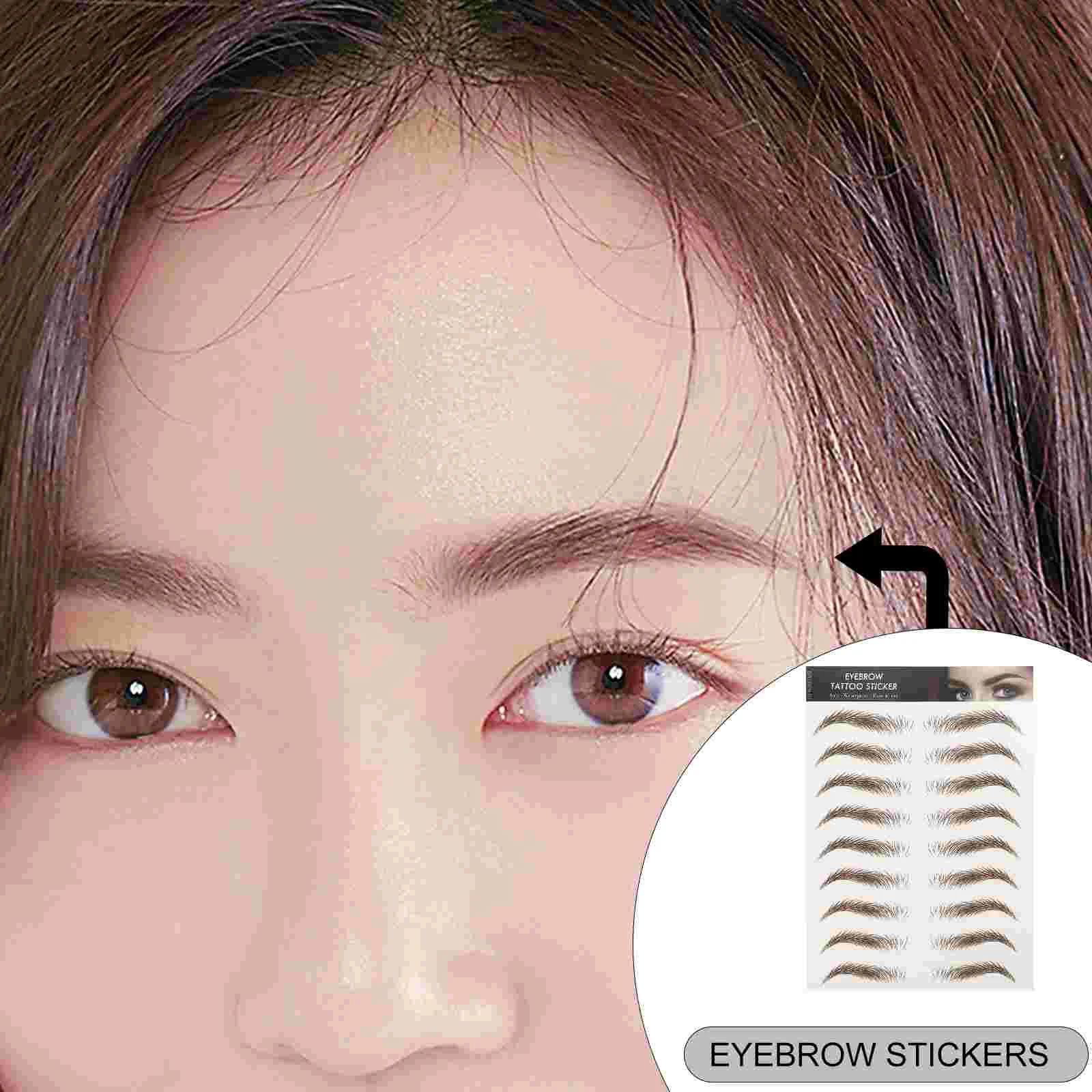 9 Sheets Waterproof Eyebrow Stickers Transfer Temporary Tattoos 6D Hair-Like Eyebrows Lines Stencils Tool