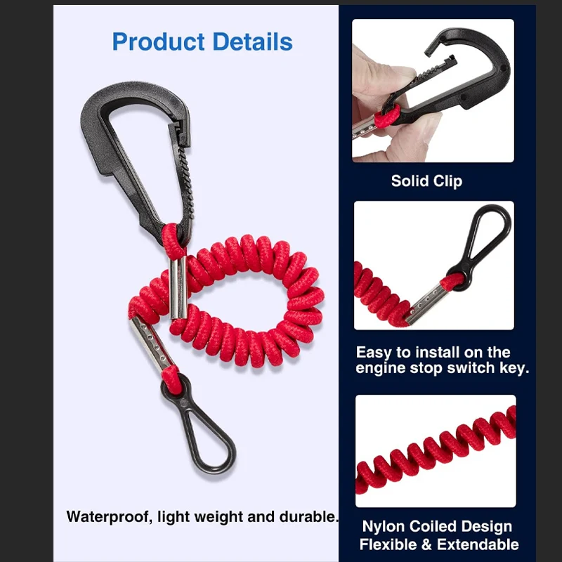 8M 0092849   Sicherheits-Lanyard für Boots-Kill-Schalter – [3 Stück] Not-Aus-Schalter für Bootsmotoren, für Mercury Mercruiser Außenbordmotor