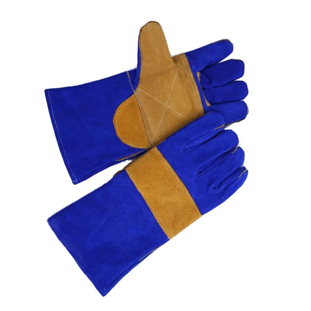 

Heat Resistant 2-Layer Welding Gloves Long Sleeve Fireproof Insulated Gloves for Heavy Duty Welding Cooking Outdoor Use
