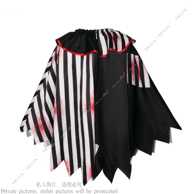 Costume de Clown Effrayant pour Homme et Femme, Cape Noire et Blanche, Masade Tim, ixd'Halloween, Cosplay Adulte