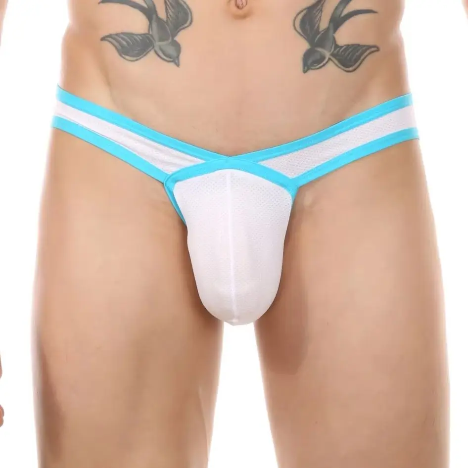 Men's Mesh Briefs Ultra-thin Breathable Bulge Pouch Underwear Sports Fitness High Fork Panties Quick-drying Underpants