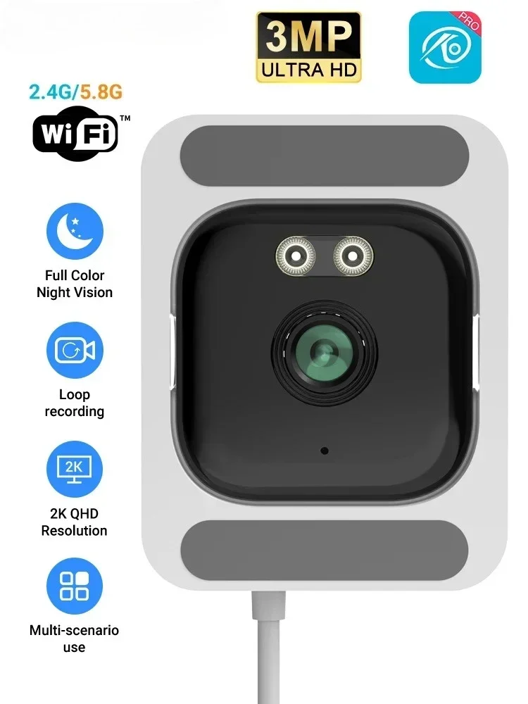 5MP Raamcamera 5GHz WiFi Binnencamera's Voor Home Security Kleur Nachtzicht Bewegingsdetectie 24/7 Opname Snelle installatie - afbeelding 2