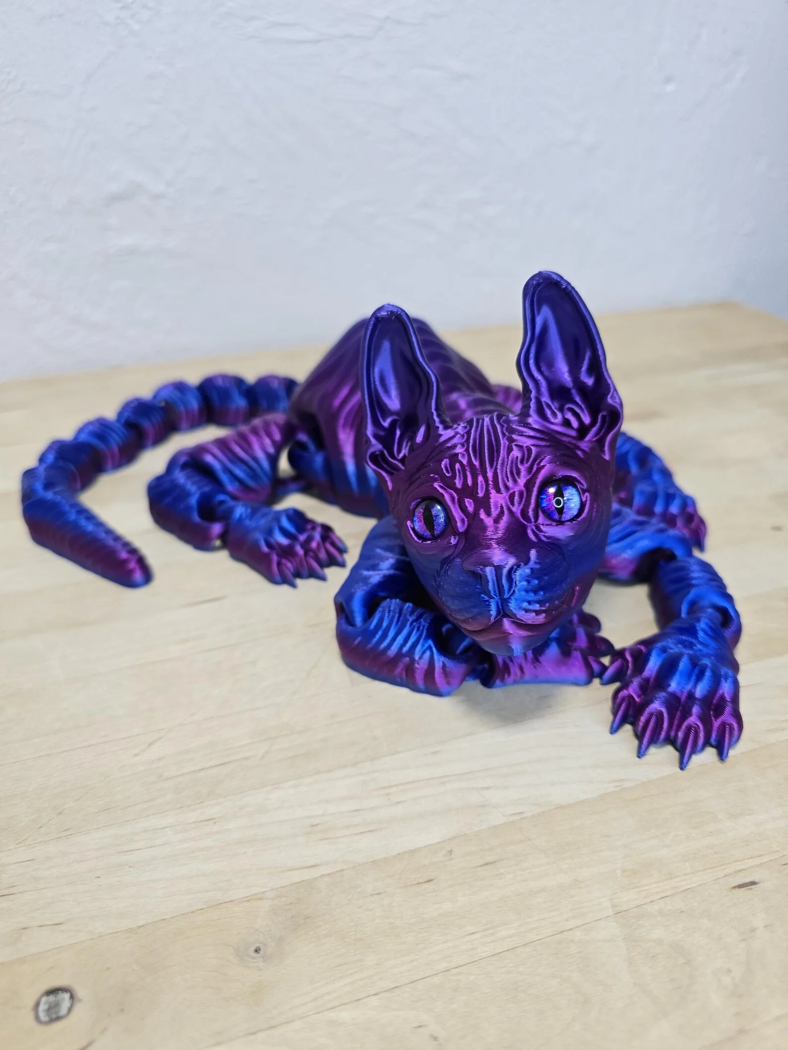 Articulated Sphynx Cat Figurine, 3D Printed Poseable Hairless Cat, Flexible Animal Desk Decor, Fidget Pet Gift for Cat Lovers