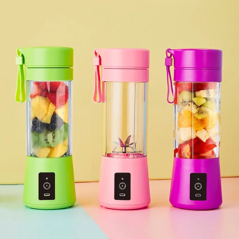 

Portable Blender Mixer Bottle Electric Juicer Cup for Smoothies and Shakes USB Rechargeable With 6 Blades for Sports and Travel