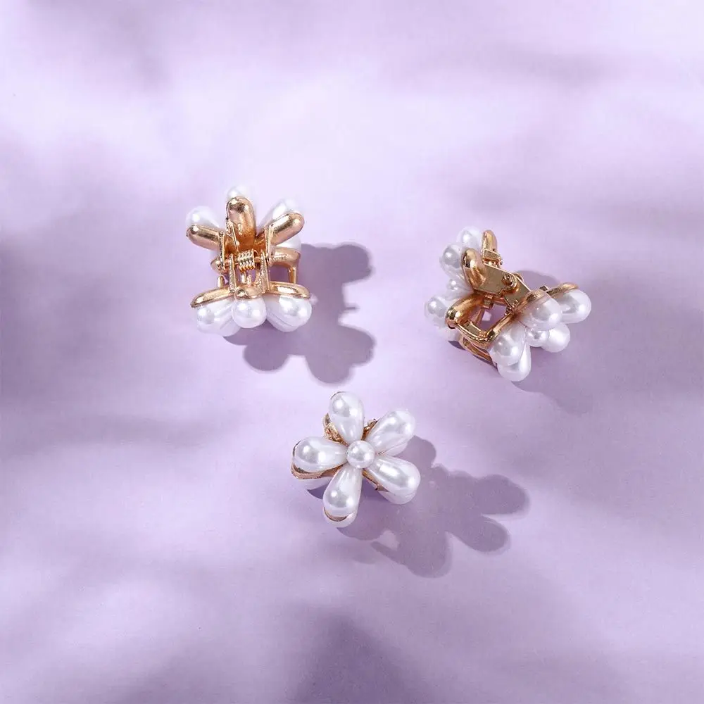 1/3/5Pcs Girls Mini Pearl Hair Claws Korean Small Flower Clips Set Hair Accessories Gold Crab Women Girls Headwear Wedding