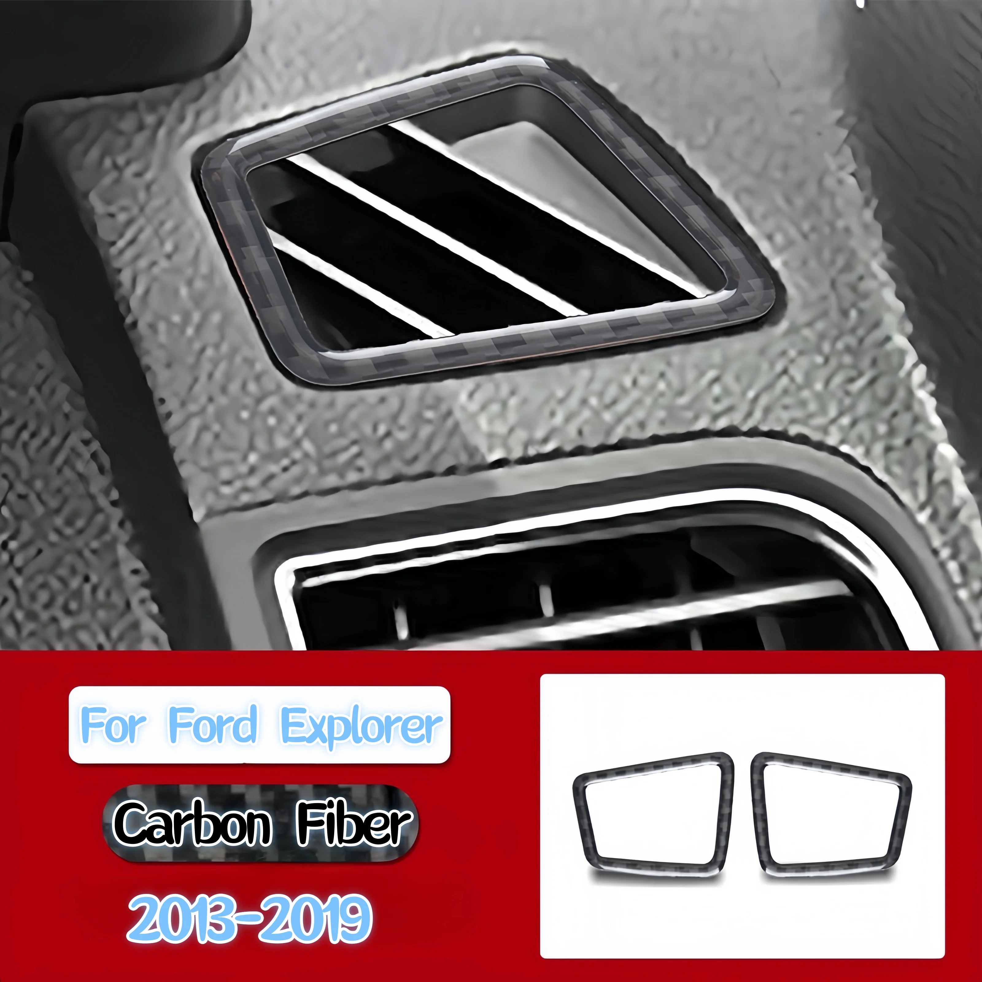 

For Ford Explorer 2013-2019 Car Accessories Carbon Fiber Interior Car Instrument Panel Air Outlet Frame Decor Cover Trim Sticker