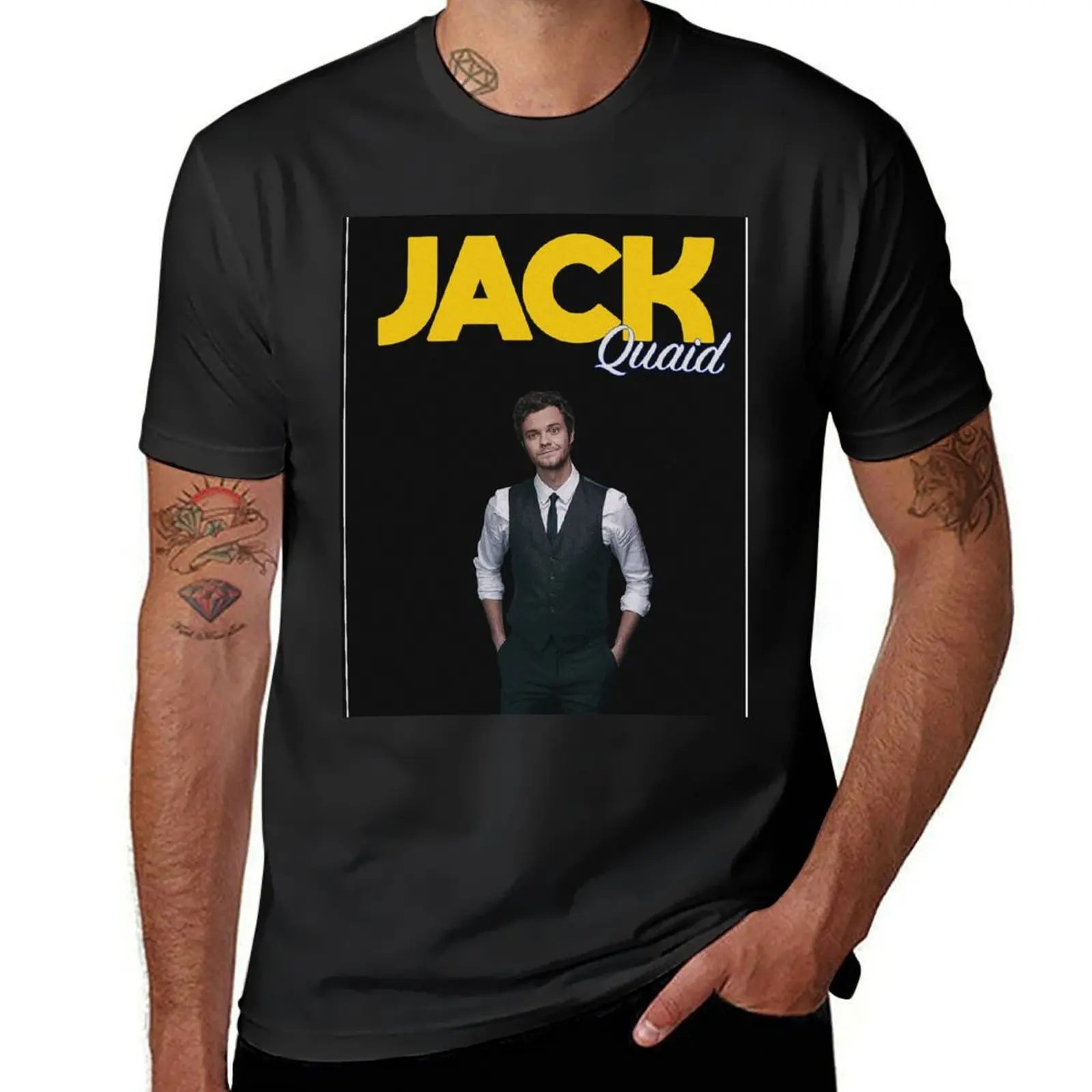 Jack Quaid Vintage Look Fan T shirt T-Shirt tops funnys fruit of the loom mens t shirts