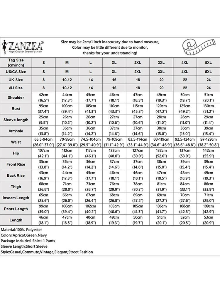2025 ZANZEA الصيف بانت مجموعات موضة 2 قطعة ملابس النساء قصيرة الأكمام التلبيب قميص بنطلون الدعاوى عادية الصلبة العمل OL رياضية