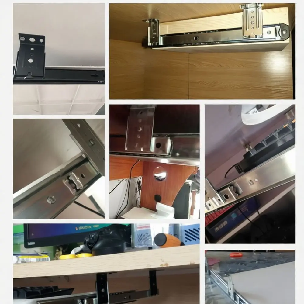 Under Desk Keyboard Tray Mounting Slides Furniture Drawer Rails Cold Rolled Steel Mute Sliding Runner Hardware Track Parts