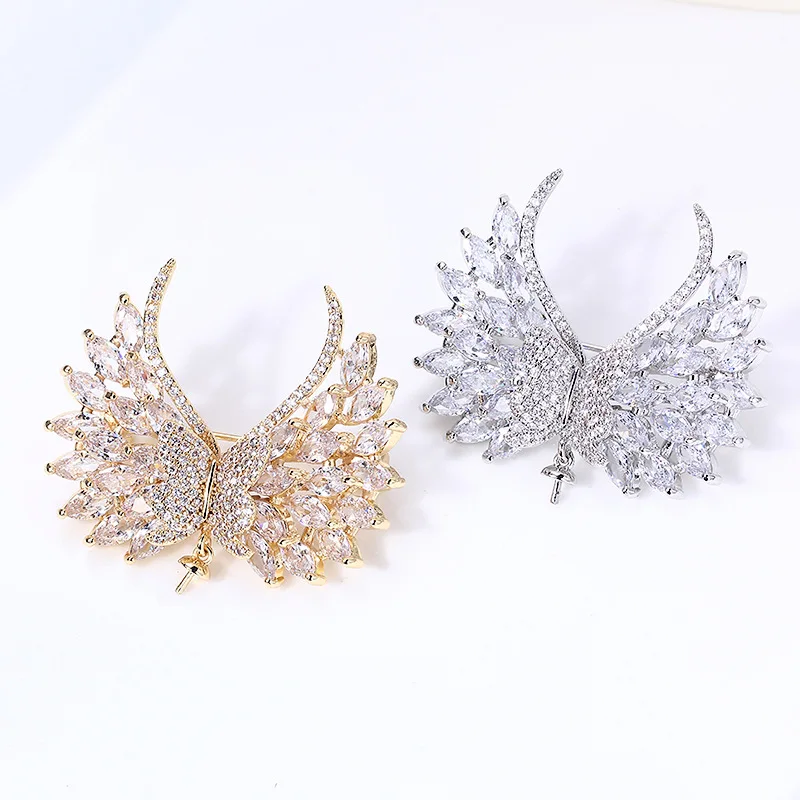 

Copper Plated Real Gold Brooch Accessories Empty Holder, Pearl Jade, Swan Feather Brooch DIY Accessories