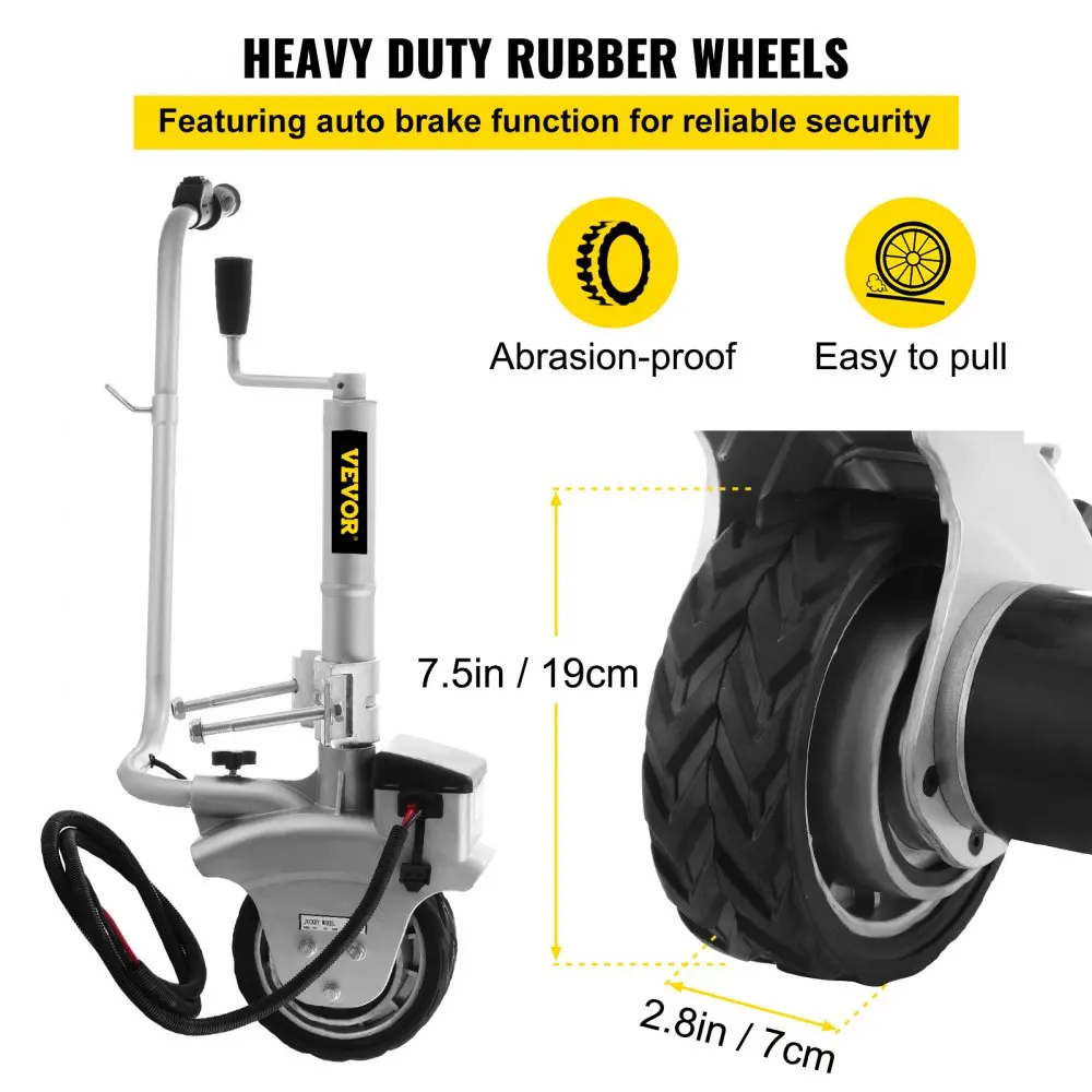 VEVOR 12V Electric Trailer Mover 5000 lb  Motorised Jockey Wheels Jack Dolly Boat Automatic  Rubber Wheel Electric Components