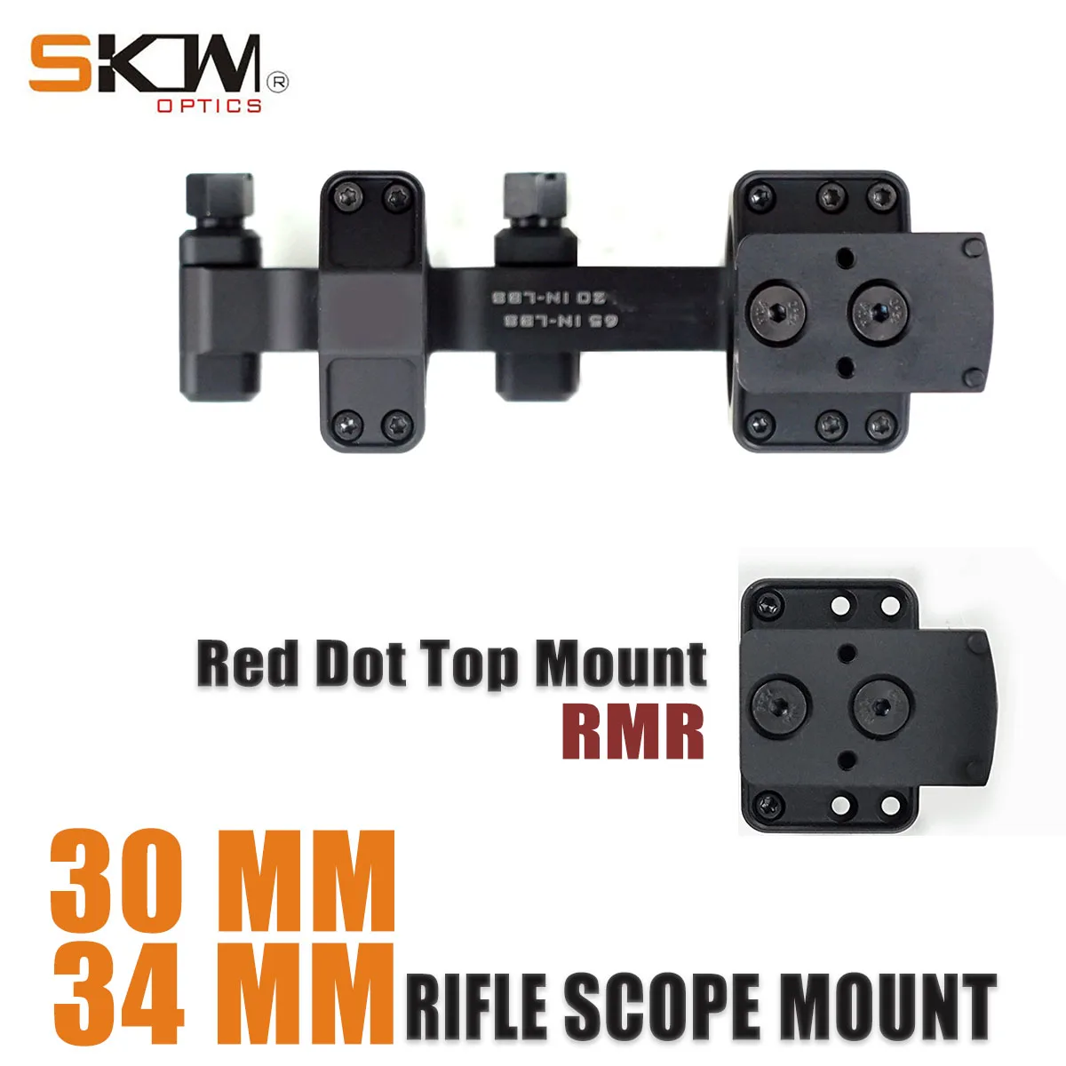 SKWoptics-Scope Mount Red Dot RMR Print Foot, Picatinny Rail, AR15, M4, 30mm, 34mm, view 3