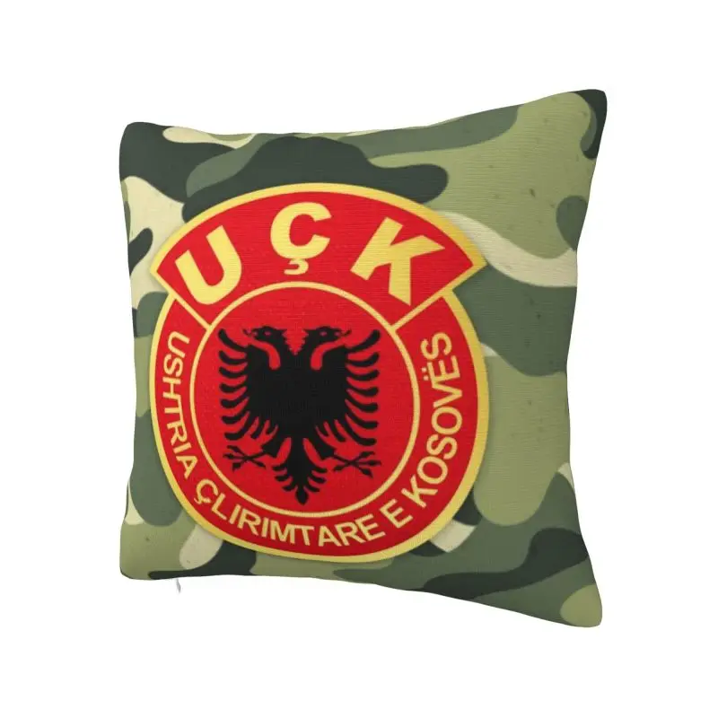 Custom Old Albania Flag UCk Cushion Cover Soft Kosovo Liberation Army Throw Pillow Case for Sofa Square Pillowcase Home Decor