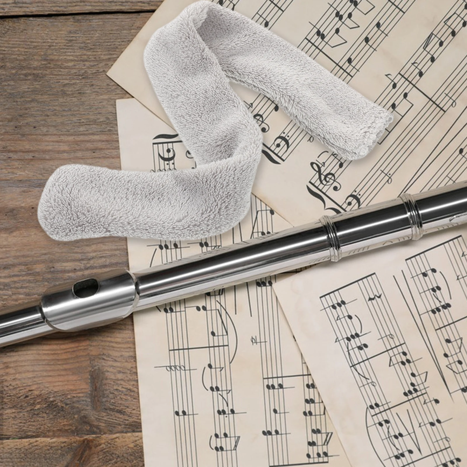 

Flute Cleaning Cloth Clarinet Maintenance Bass Swab Interior Cleaner Accessory Grey Tools and Rod