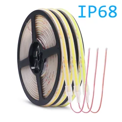 Bande Lumineuse LED COB Étanche IP68 IP30, 12V 24V 5m 10m 15m 20m 0.5m, Flexible, Haute Densité, 320