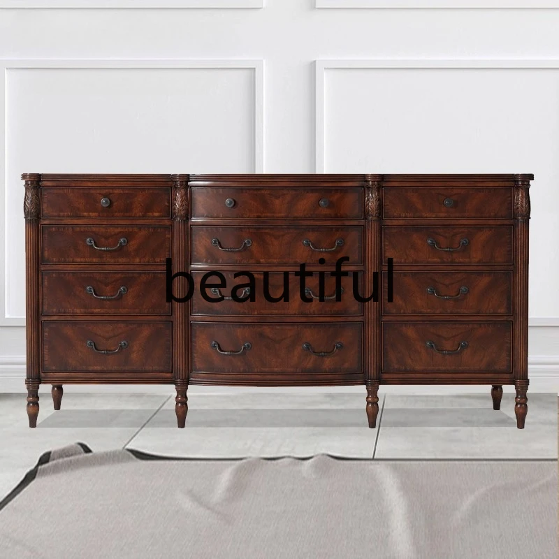 

American rural full peach blossom core solid wood chest European retro entrance locker bedroom storage dressing cabinet