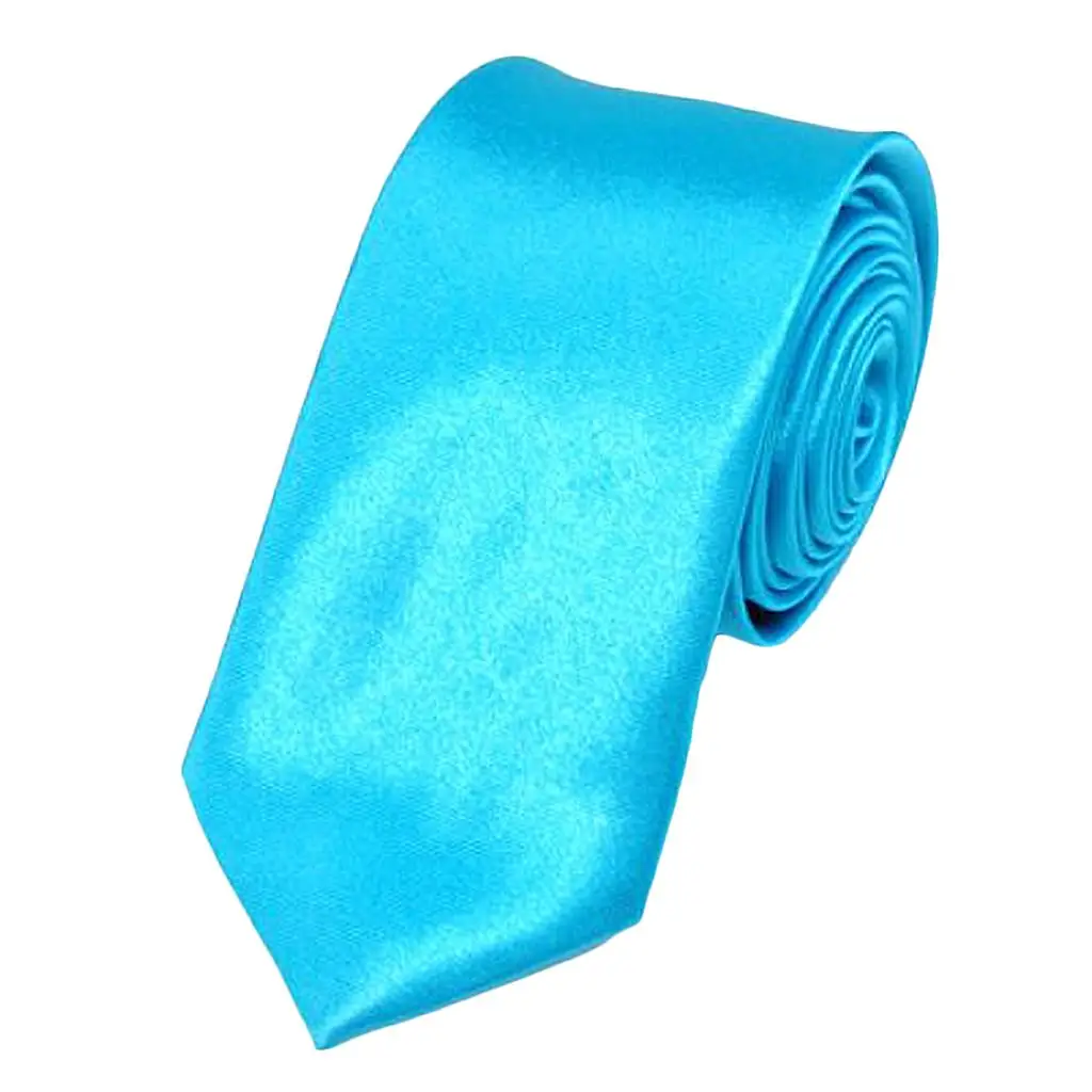 Men SKINNY TIE Plain Wedding Slim Necktie Formal Narrow Party Solid Sky Blue