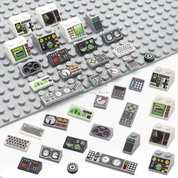 MOC Building Blocks Kit, Cidade Tijolos, Azulejo, Inclinação Medidores, Controles Centro, Tela Radar, Teclado, Padrão Impresso, Instrumento Brinquedos, 50Pcs