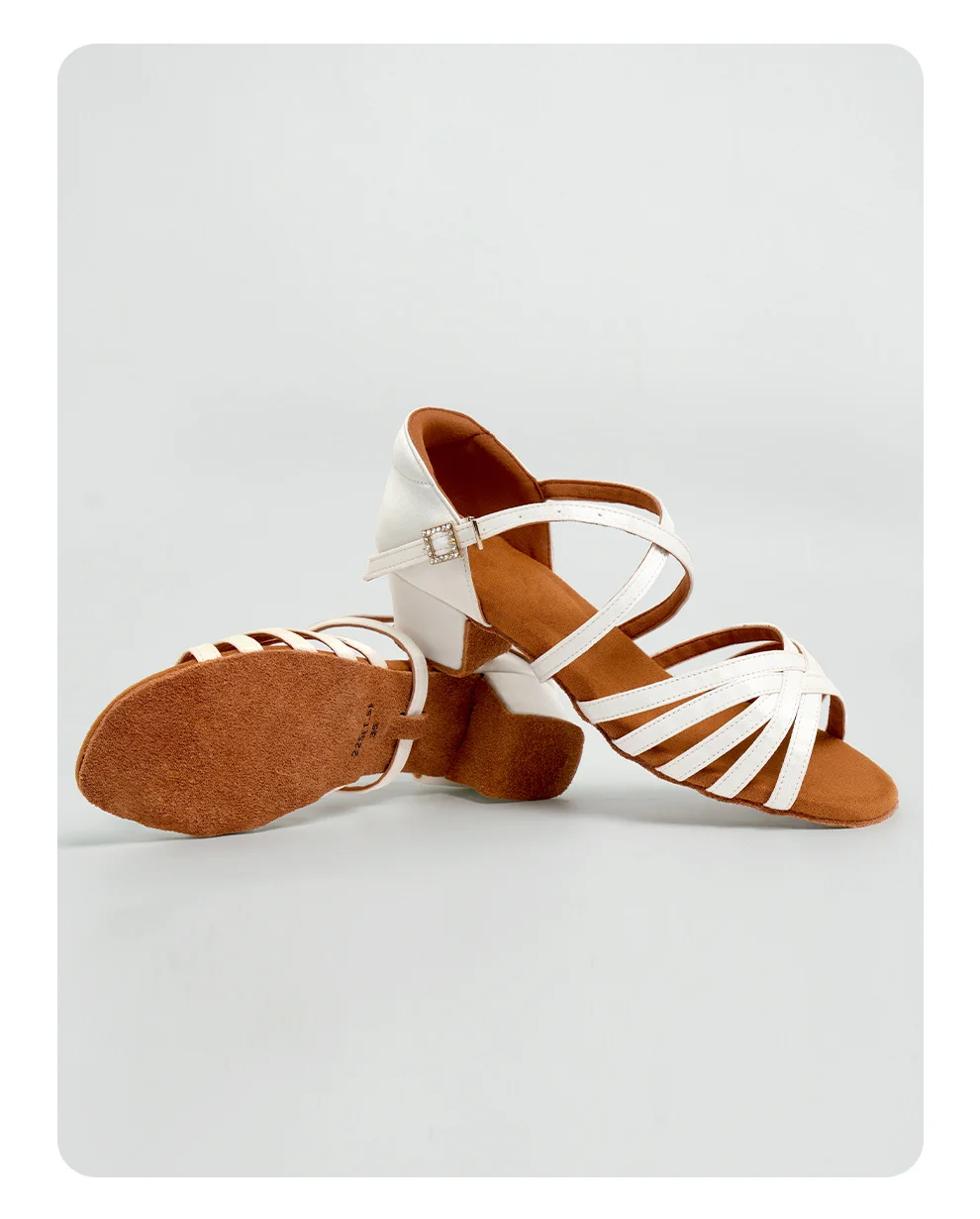 Mädchen Frauen Latein Schuhe Niedrigen Absatz Latino Salsa Moderne Ballsaal Satin Latein Schuhe Tango Salsa Rumba Latin Dance Schuhe – Detail 9