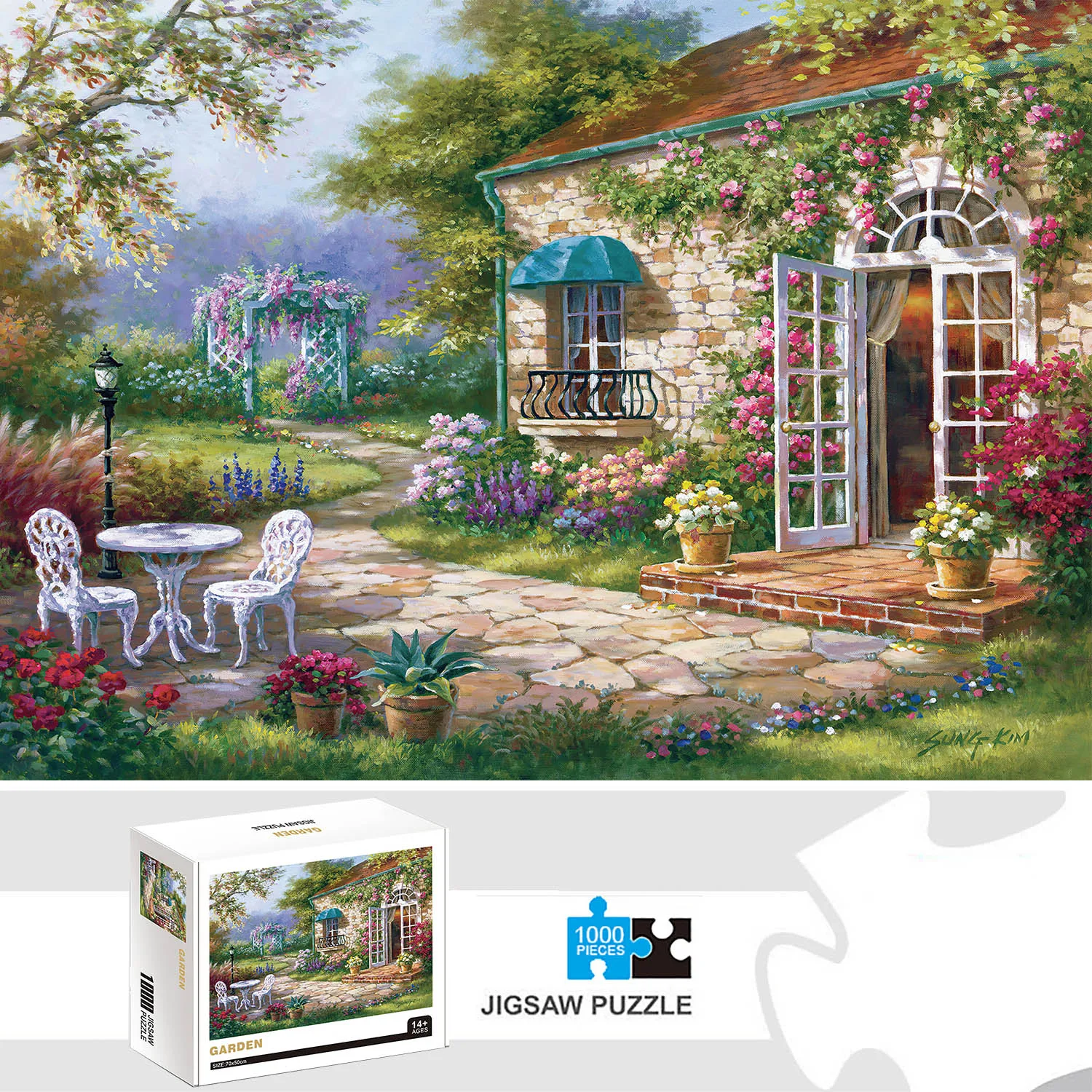 Puzzle da giardino da 1000 pezzi per adulti Giochi di decorazioni per la casa Divertimento per la famiglia Puzzle da pavimento Giocattoli educativi